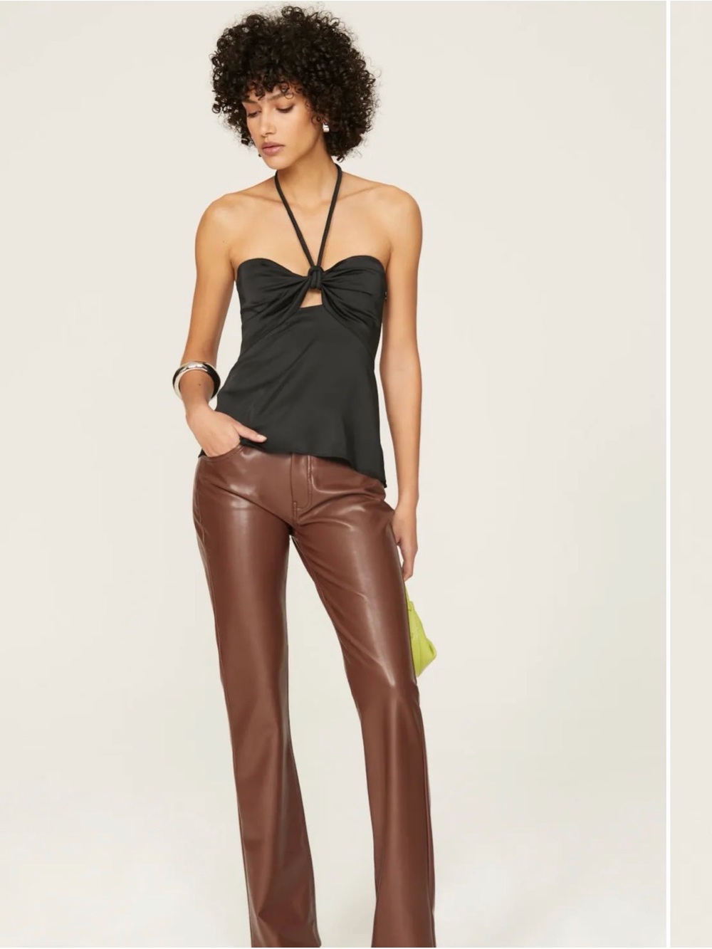 A.L.C. Black Halter Knot-Front Camisole